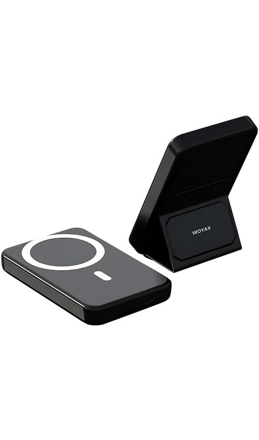 WOYAX By Deji Magsafe Standlı Hızlı Taşınabilir Batarya iPhone 12 - 13 - 14 - 15 - 16 - 17 Android Uyumlu 10.000 mAh Powerbank Siyah